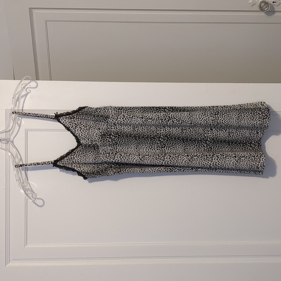 Leopard Cheetah Print Black And White Nightie Robe Set Night Gown Slip Dress S - Picture 10 of 12